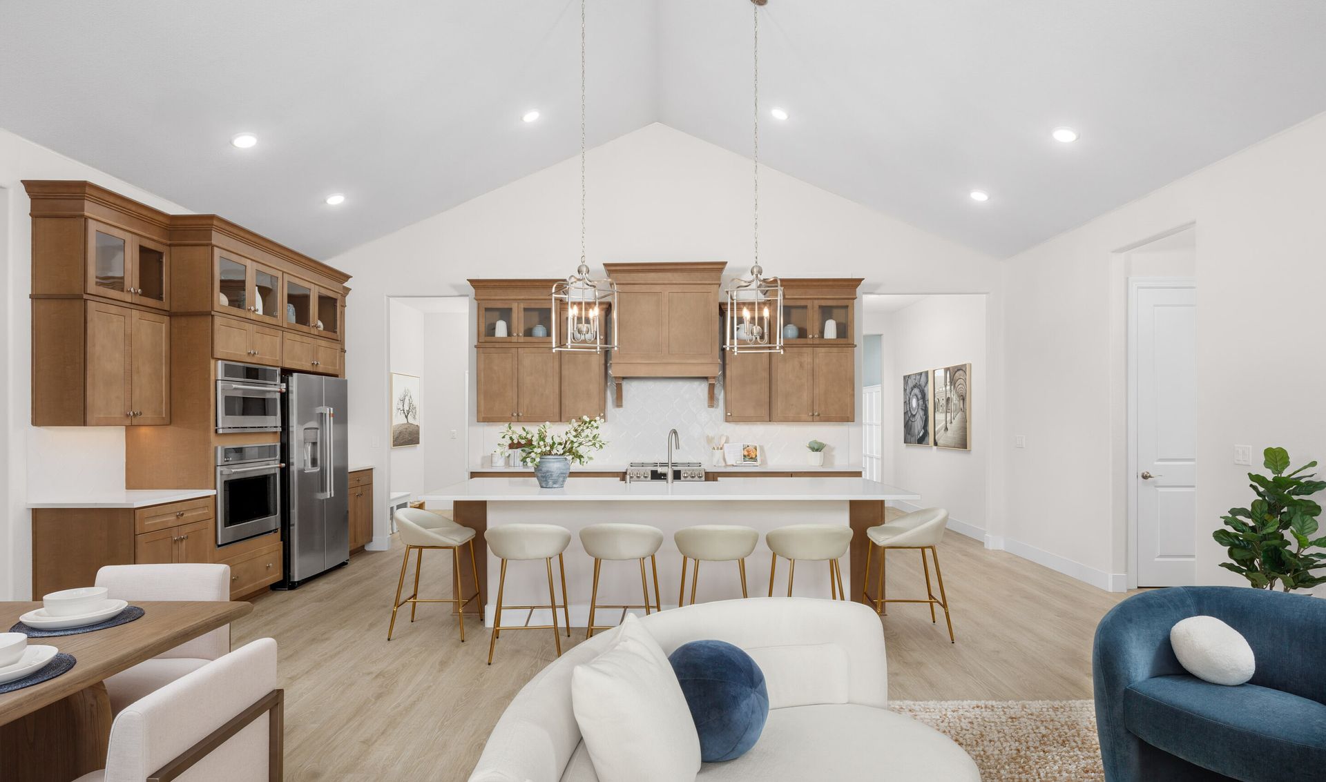 Great room with vaulted ceiling