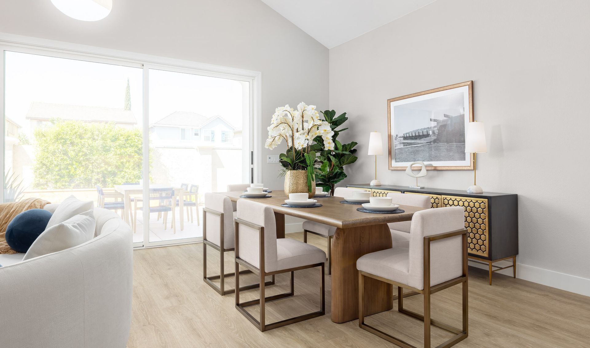 Dining area with sliding glass door