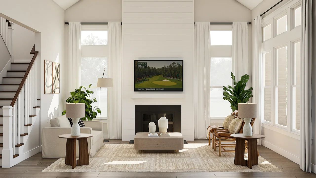 Great room with fireplace