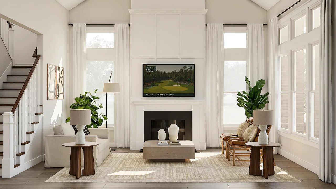 Great room with fireplace
