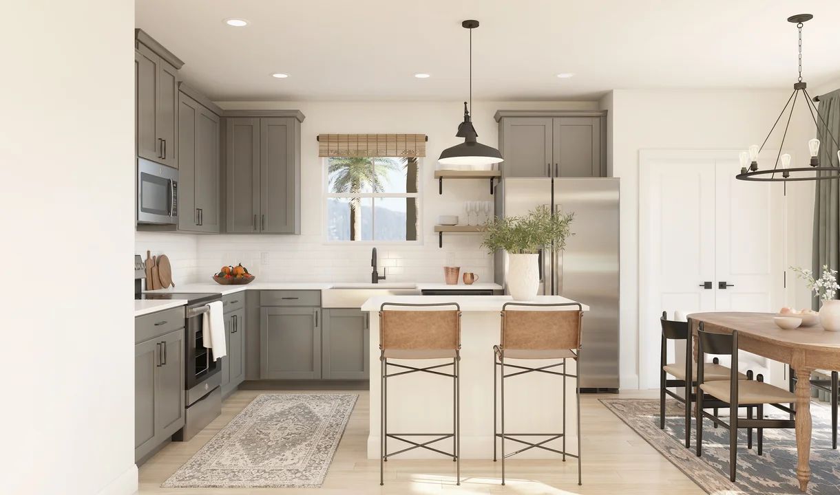 Kitchen with pendant lights