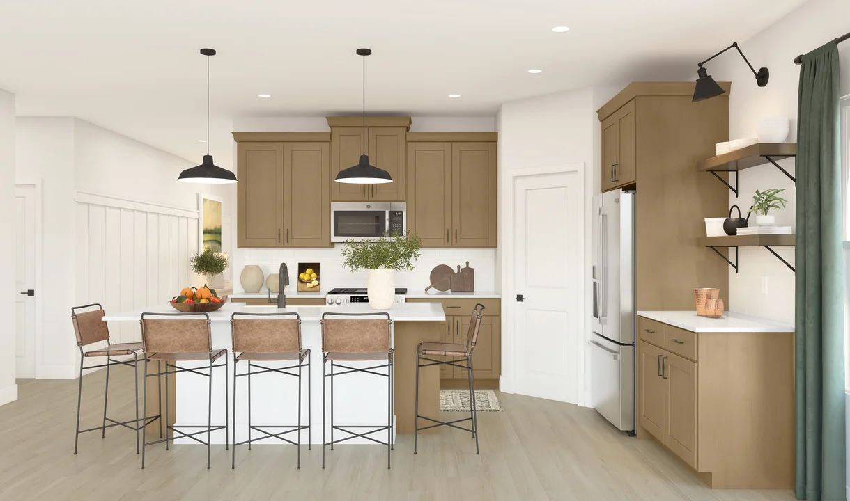 Kitchen with pendant lights