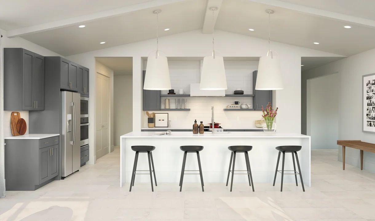 Kitchen with pendant lights