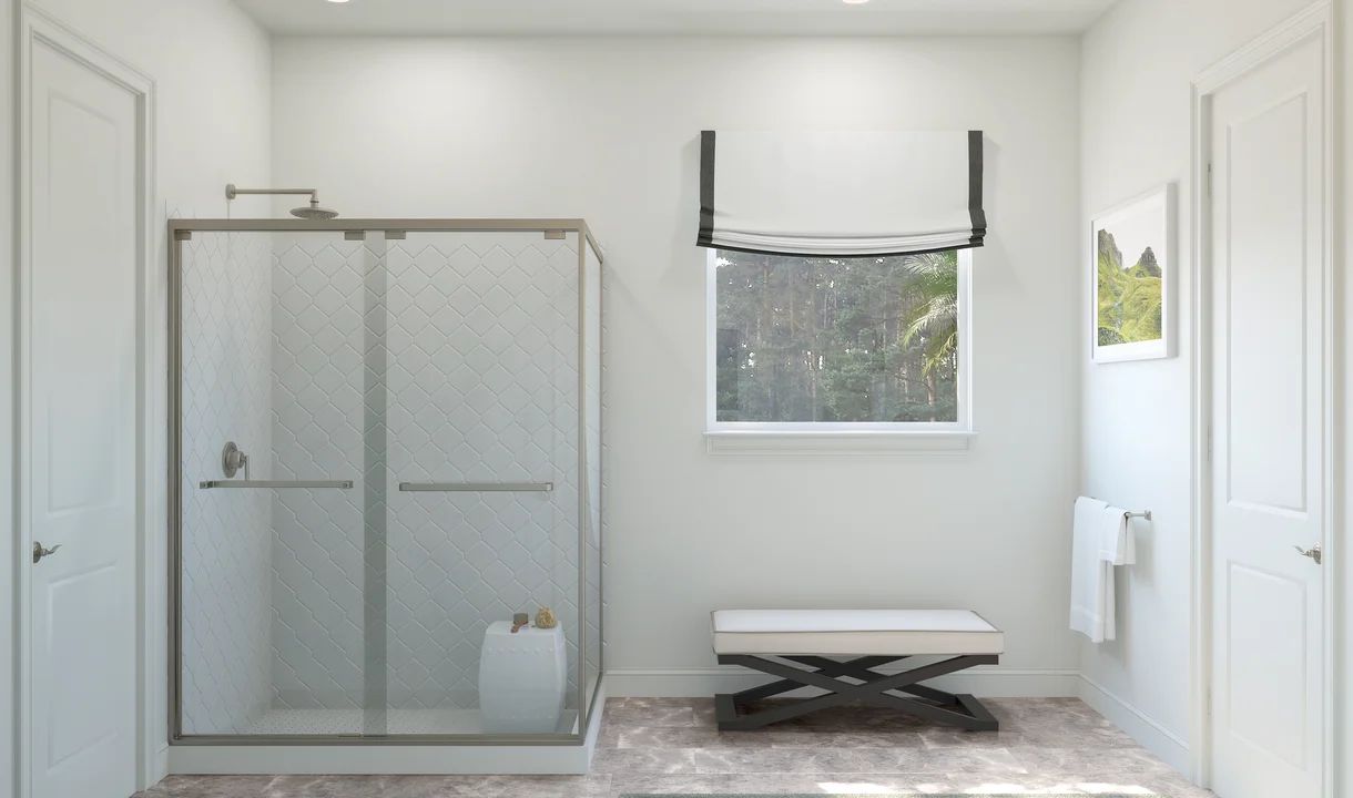 Glass shower enclosure in primary bath