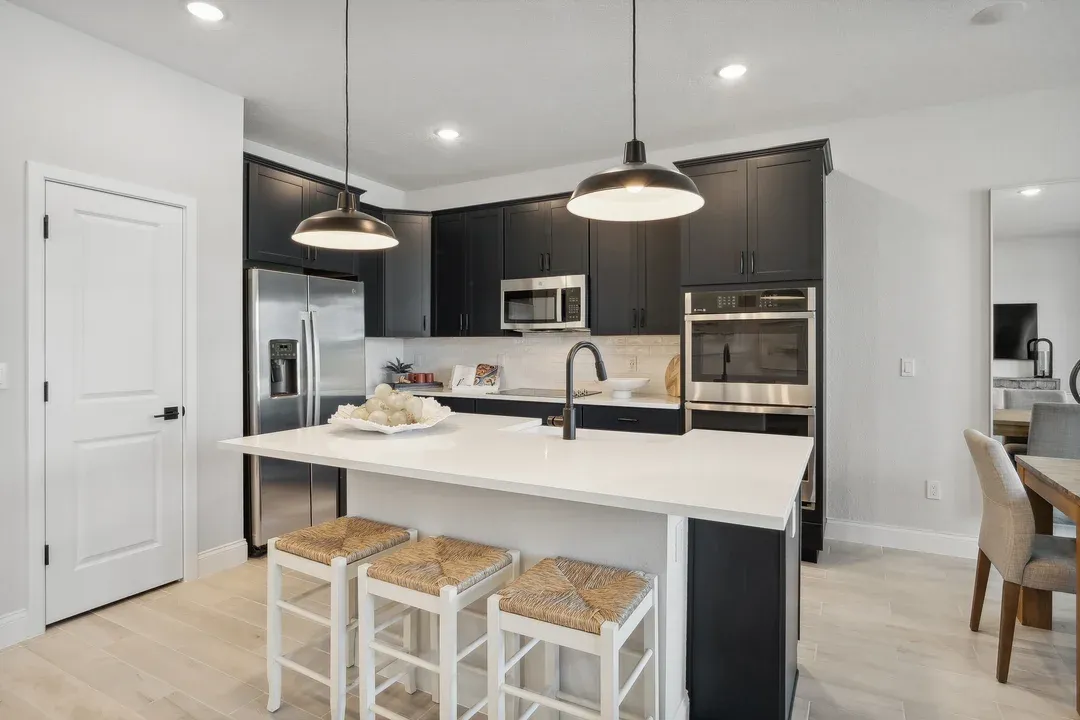 Kitchen with center island and pendant lighting