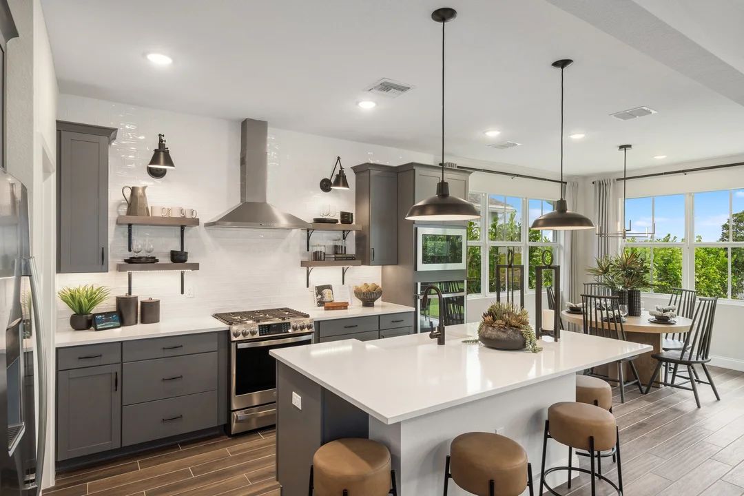 Kitchen with center island and pendant lighting