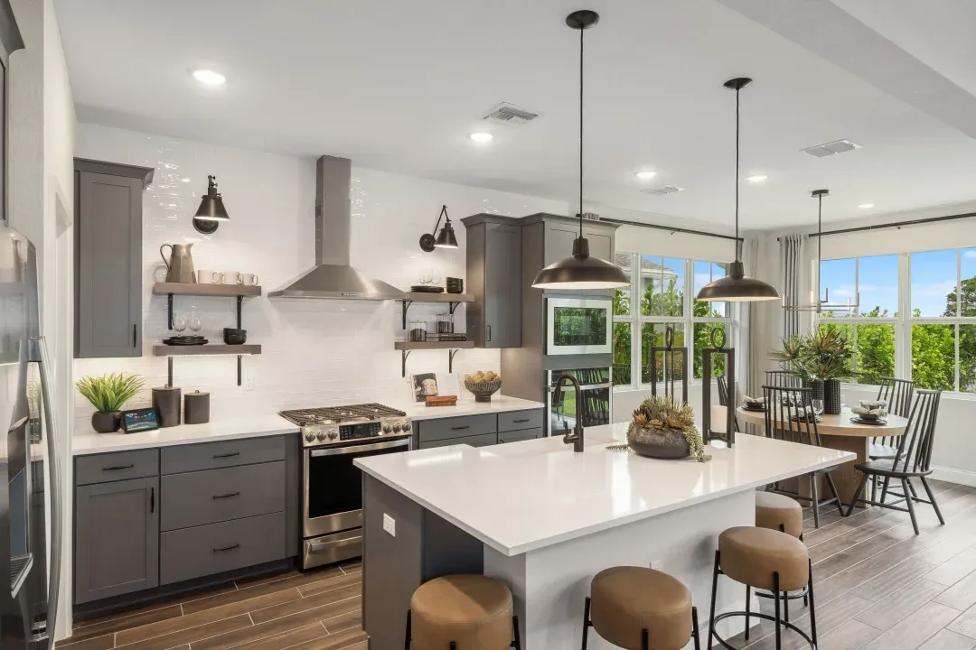 Kitchen with center island and pendant lighting