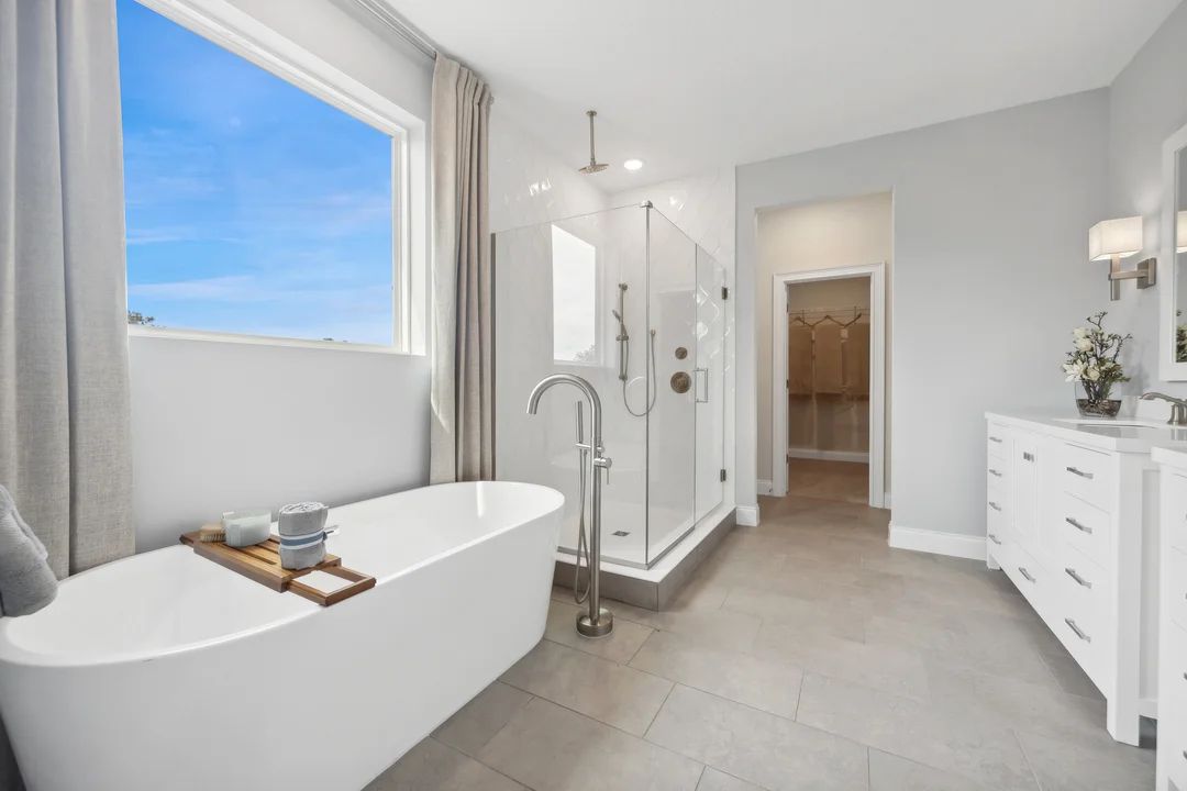Primary bath with freestanding tub