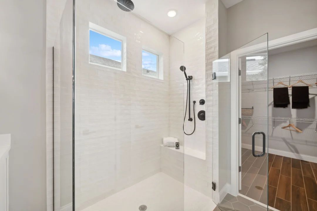 Primary bath frameless glass shower