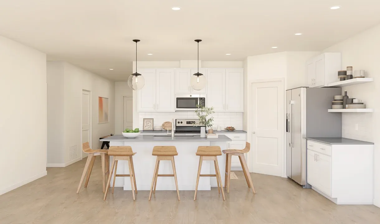 Kitchen with pendant lighting