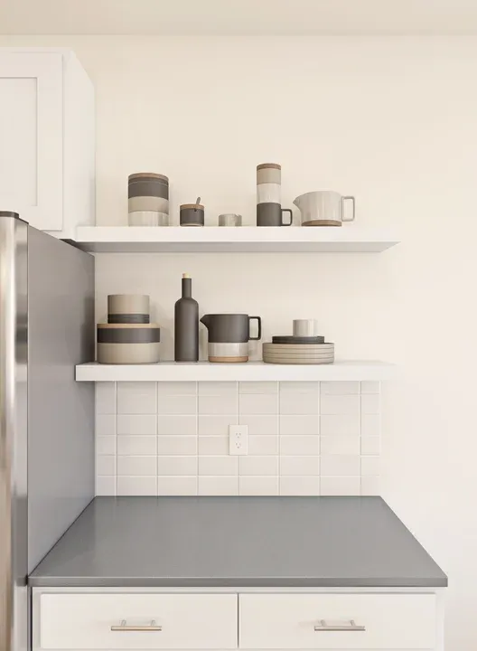 Kitchen with open shelves