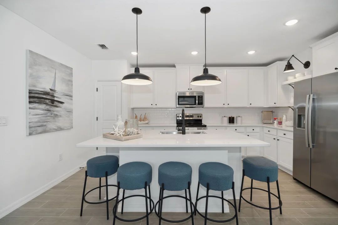 Kitchen with pendant lighting