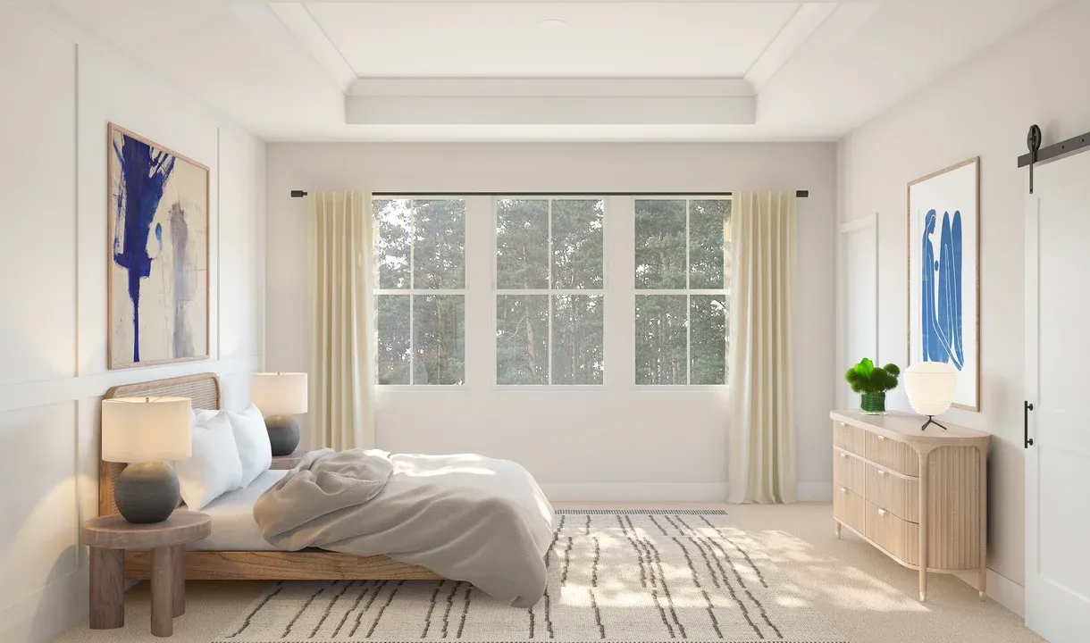 Primary suite with crown moulding