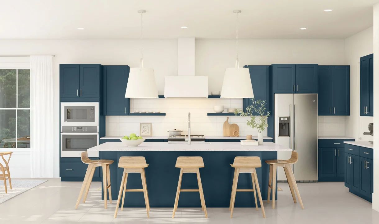 Kitchen with pendant lighting