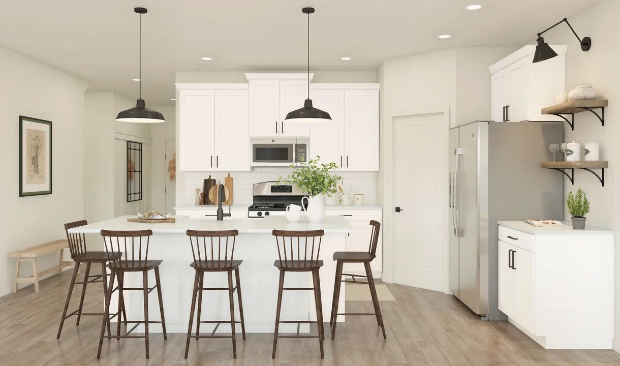 Kitchen with pendant lighting