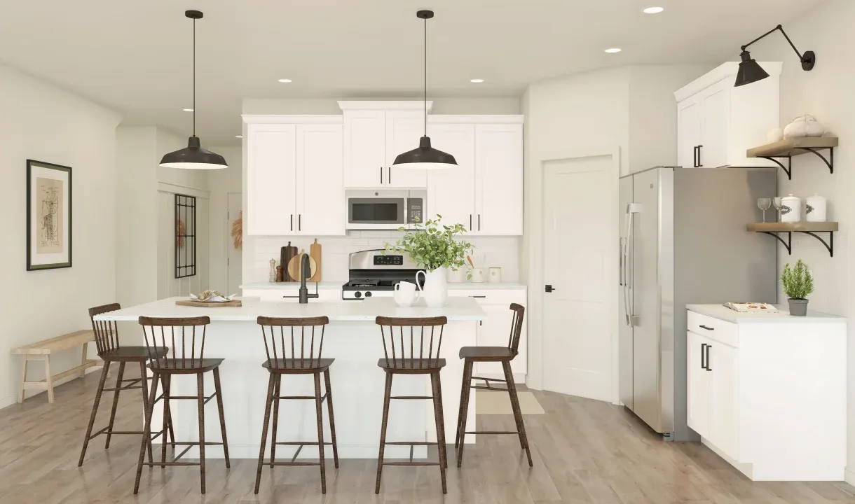 Kitchen with pendant lighting