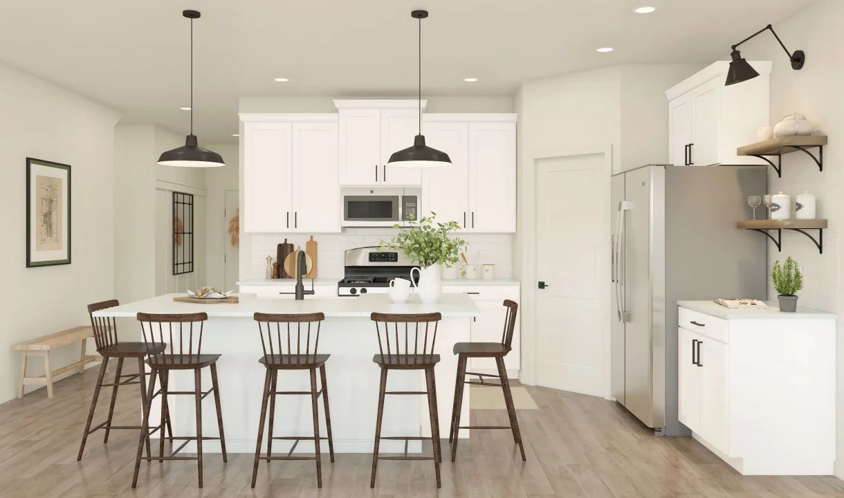 Kitchen with pendant lighting