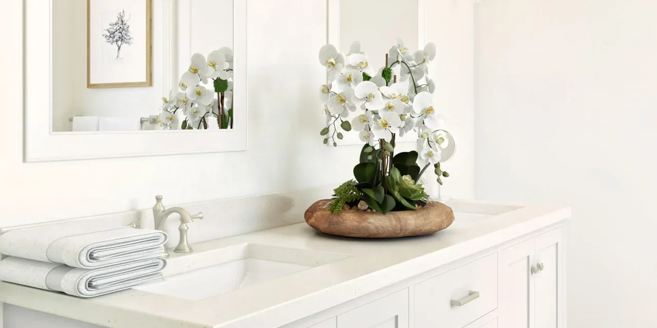 Primary bath with brushed nickel finishes