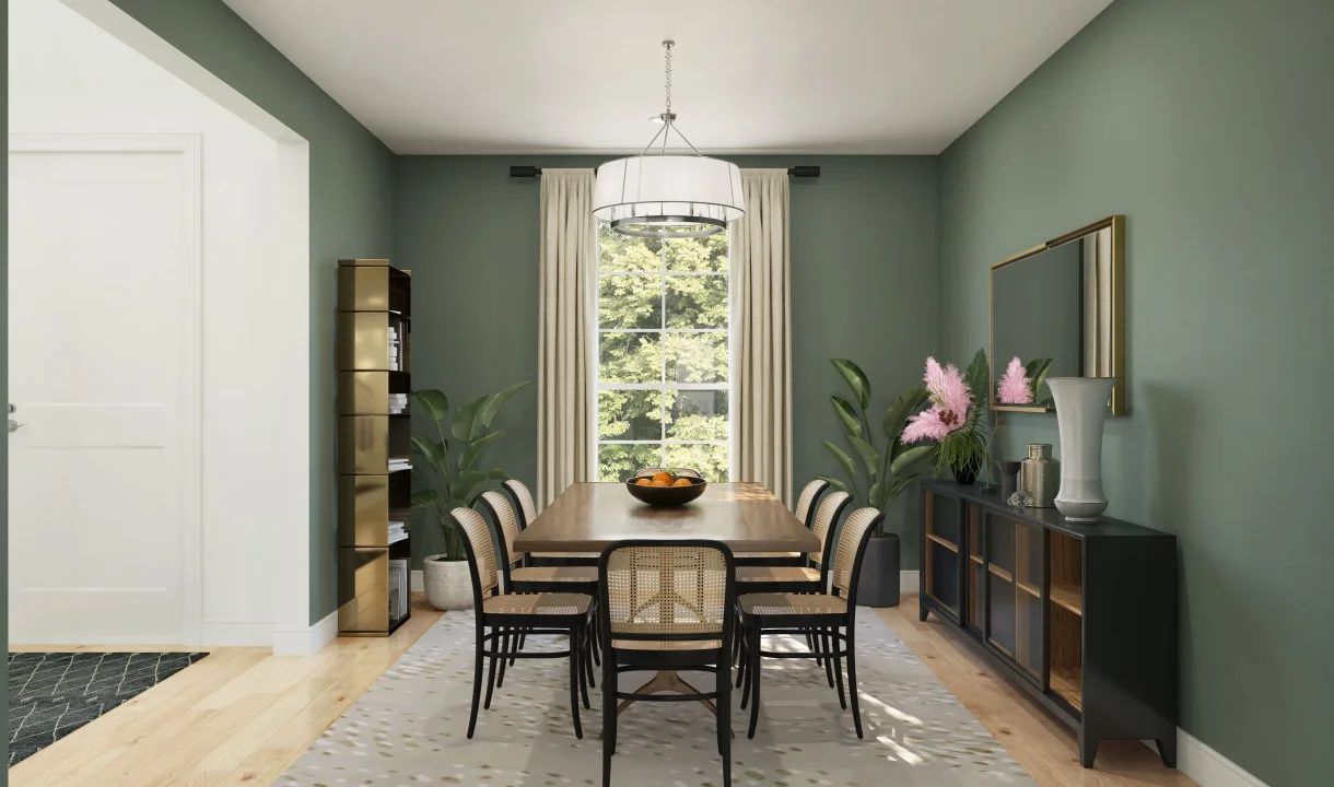 Dining room with chandelier