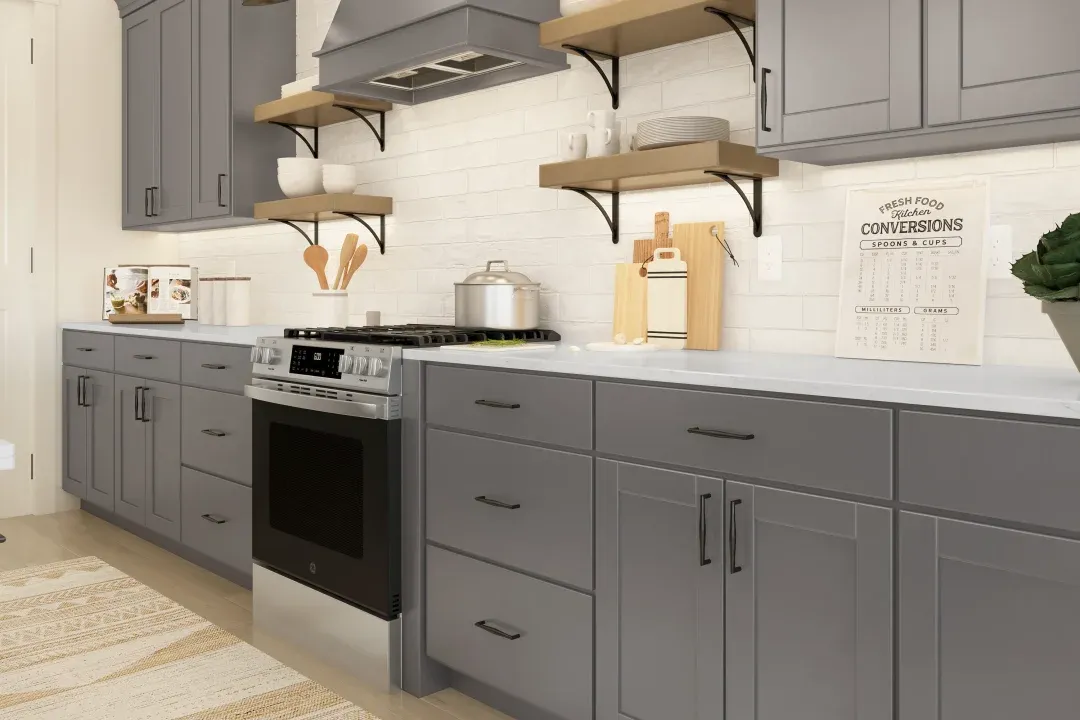 Kitchen with floating shelves
