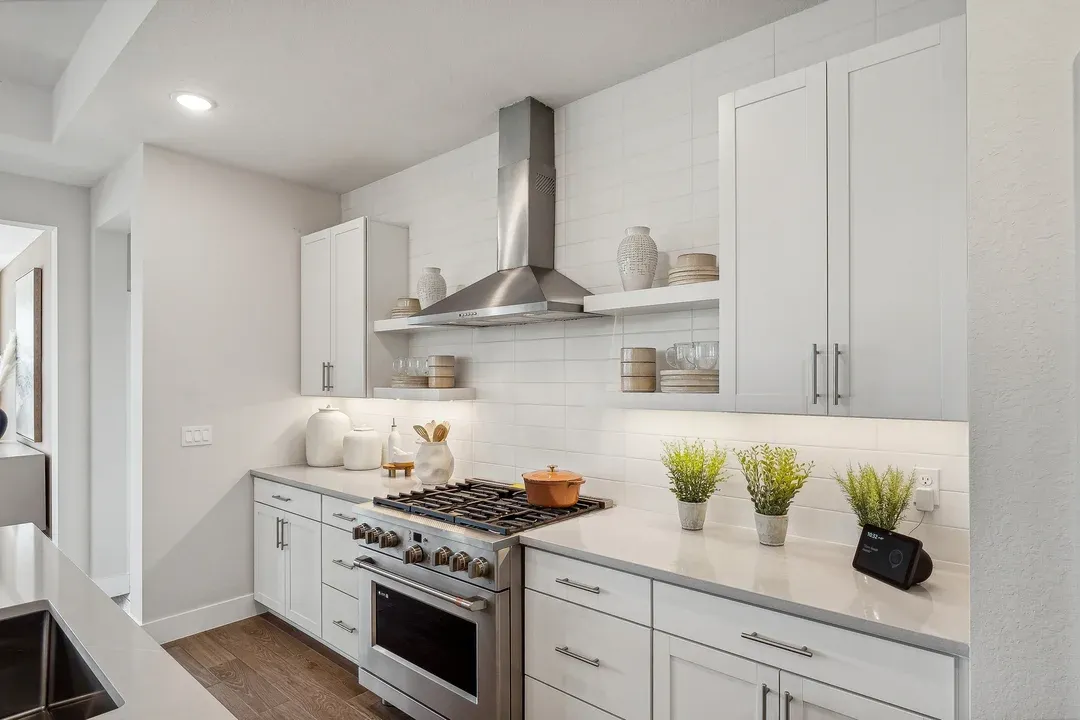 Kitchen with floating shelves