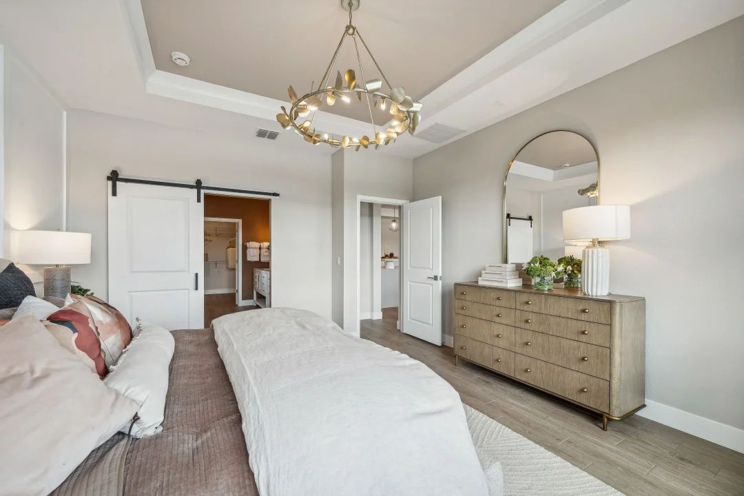 Primary suite with ceiling treatment