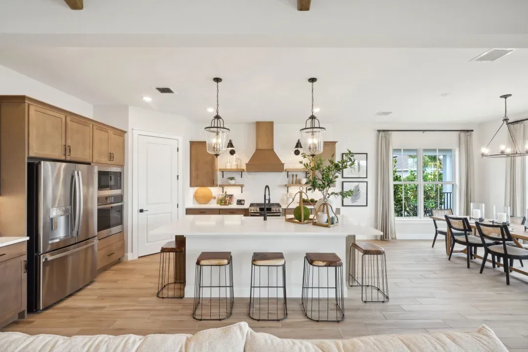 Kitchen with pendant lighting