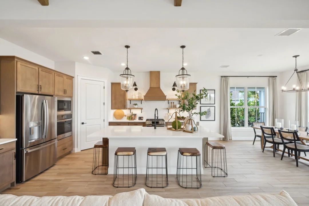 Kitchen with pendant lighting