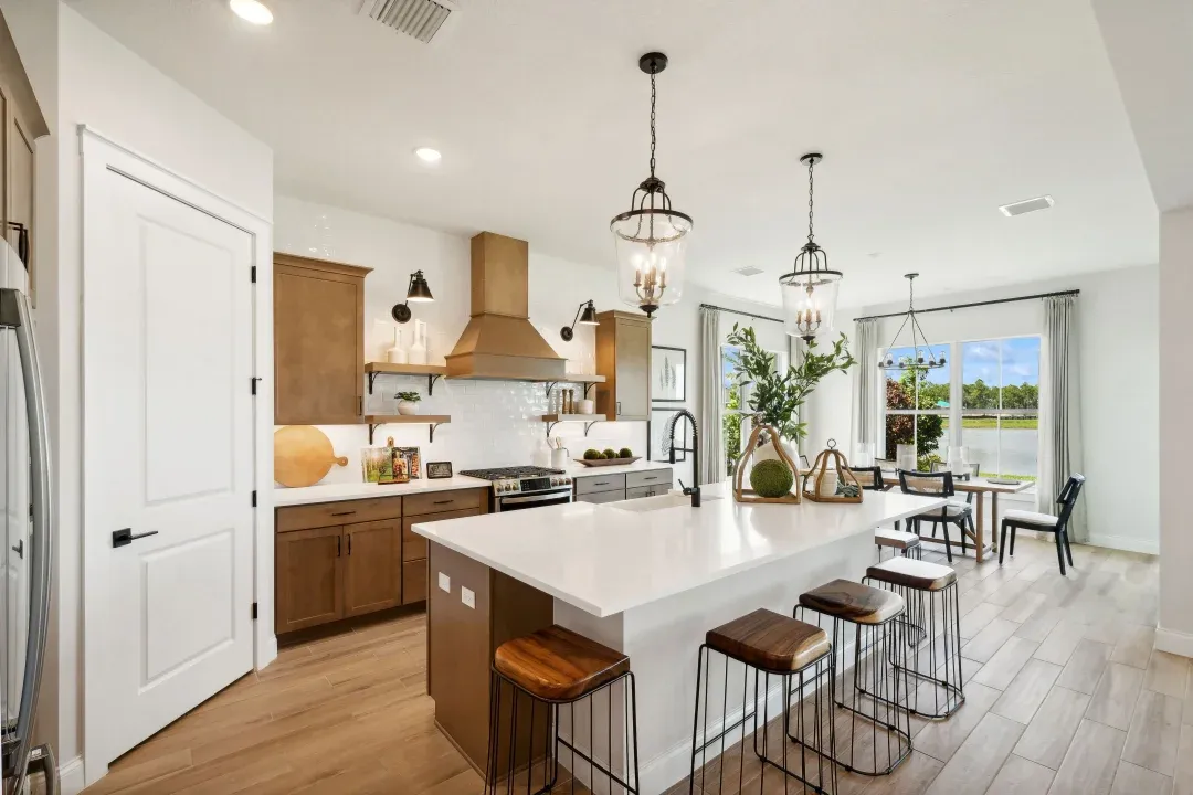 Kitchen with center island and pendant lighting
