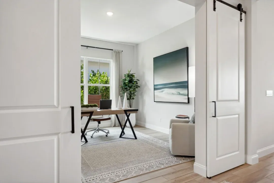 Home office with barn doors