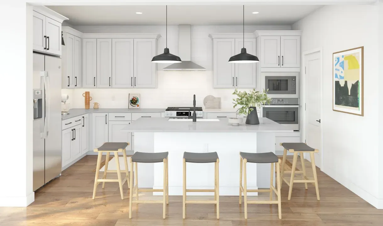 Kitchen with pendant lighting