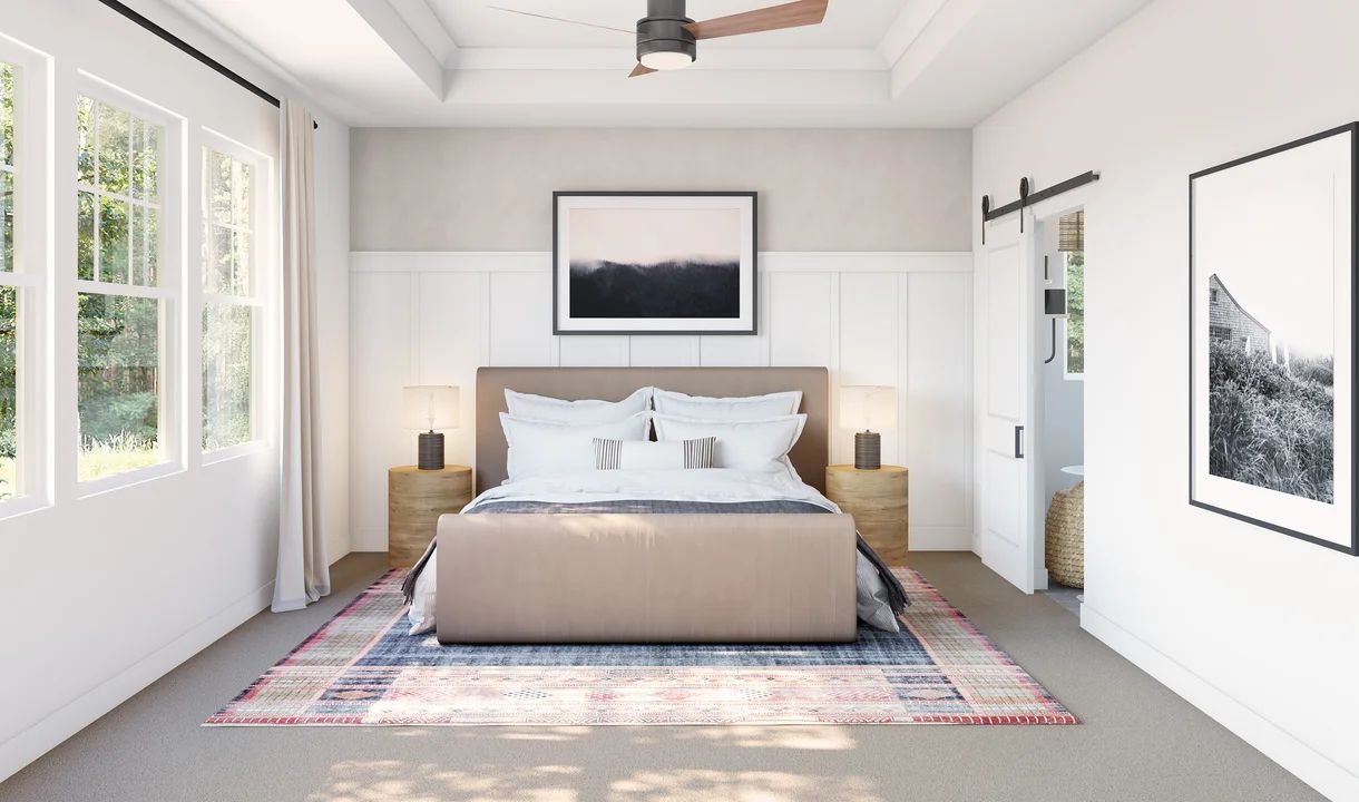 Primary suite with decorative feature wall