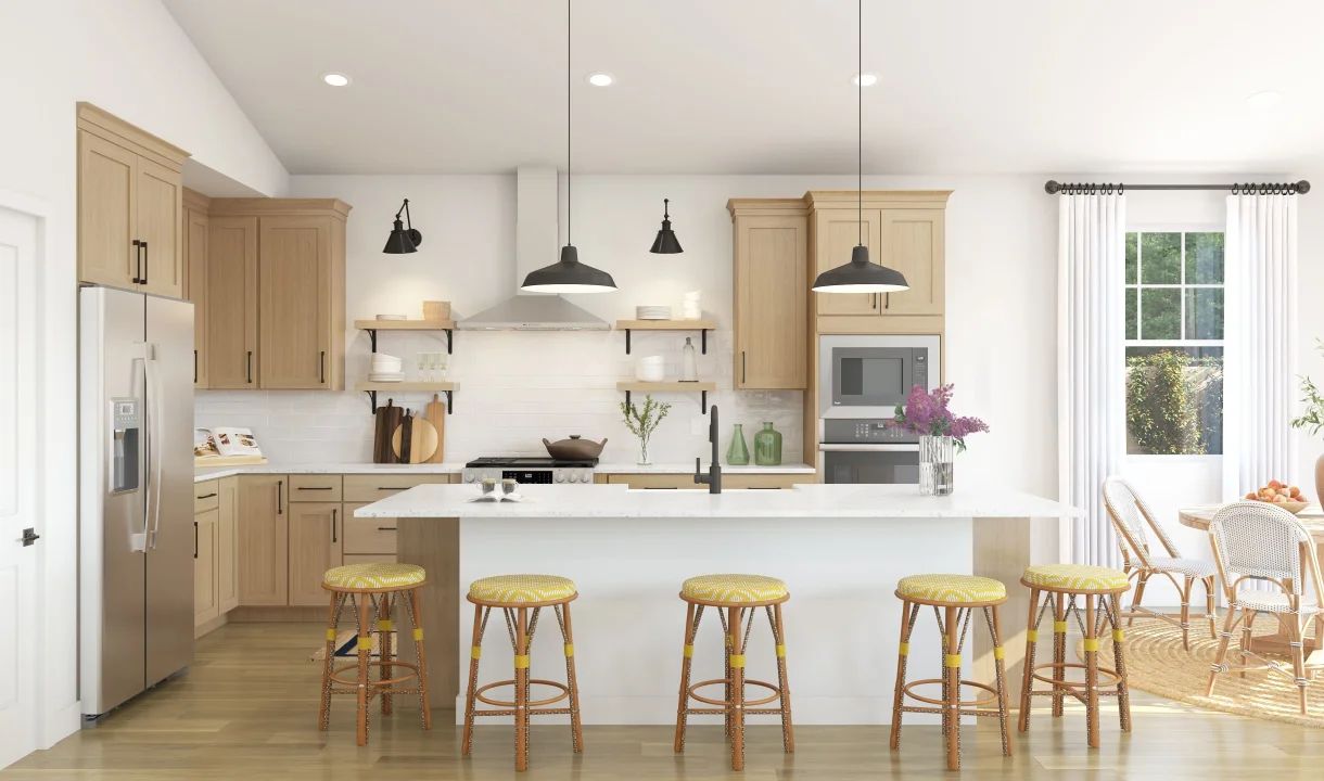 Kitchen with pendant lighting