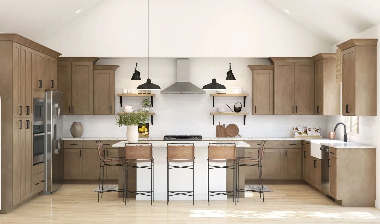 Kitchen with pendant lights