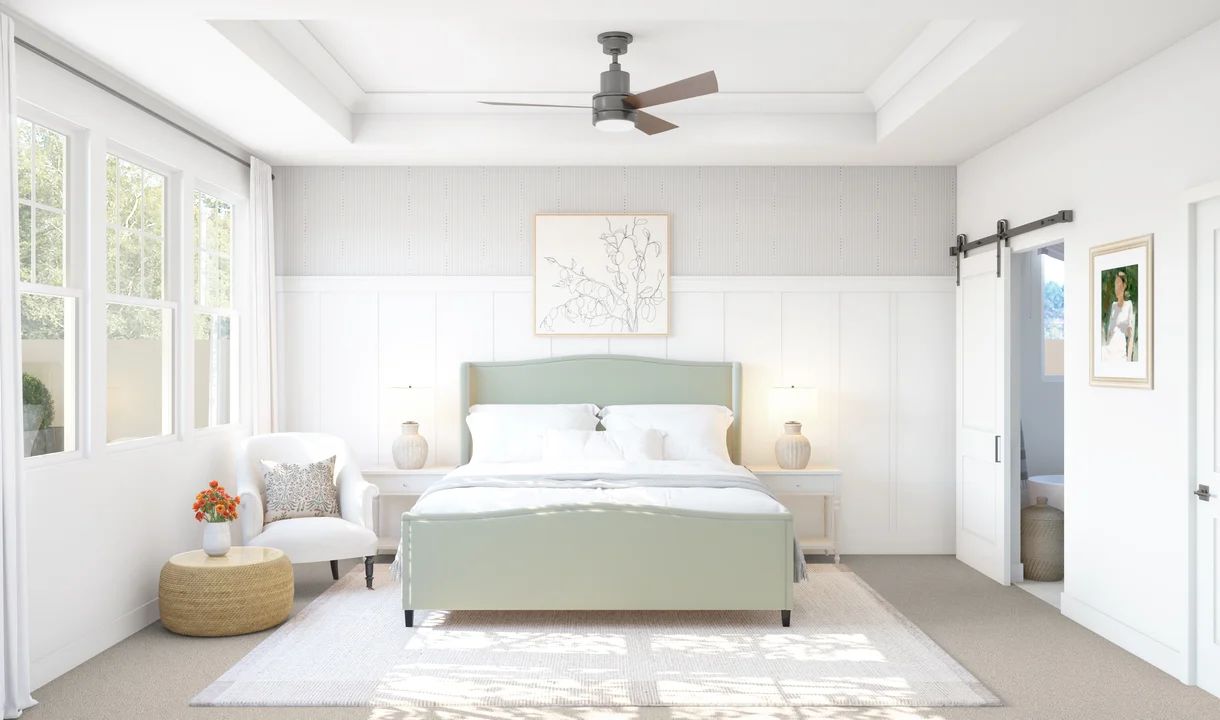 Primary suite with decorative feature wall