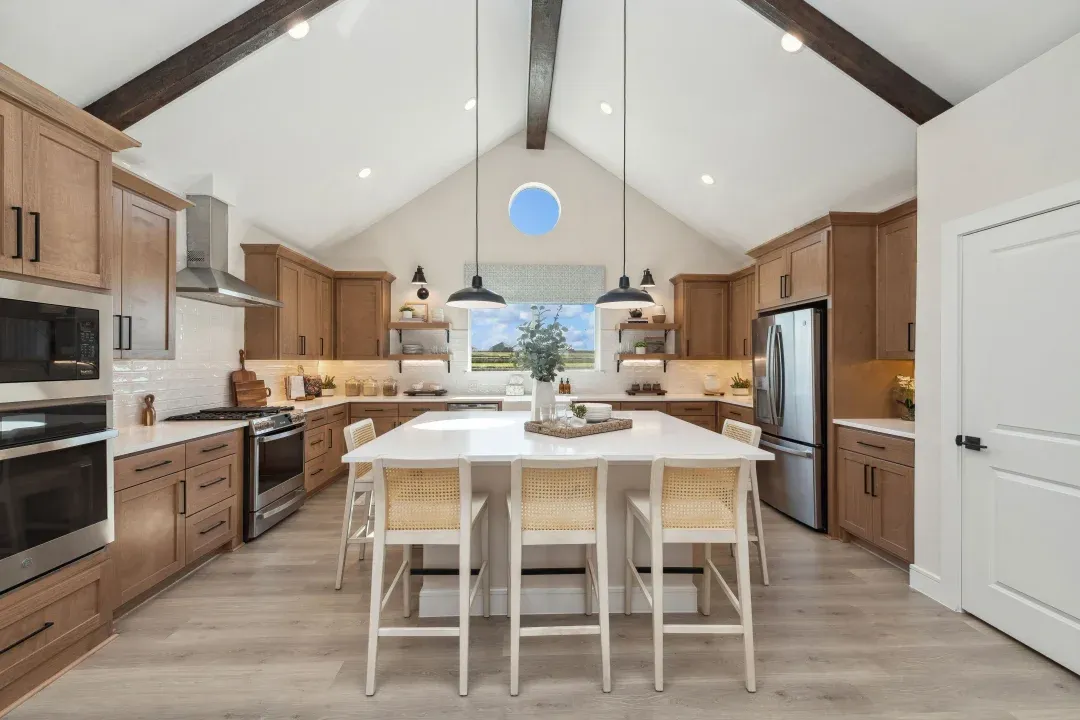 Kitchen with pendant lights