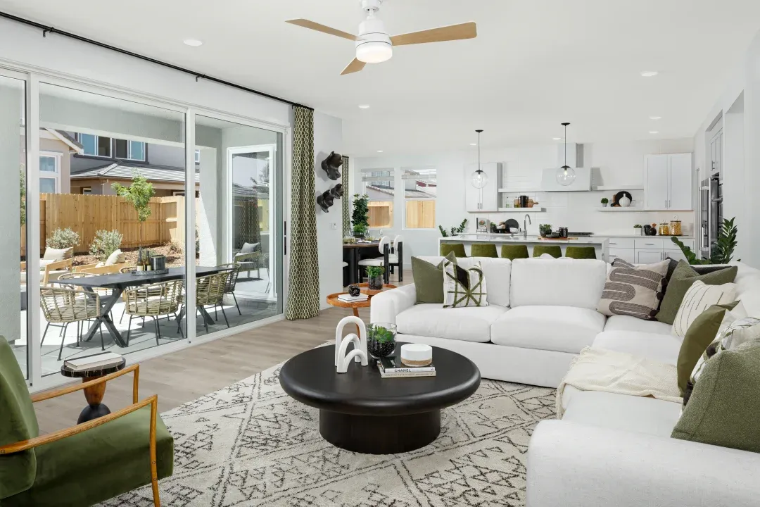 Great room with sliding door