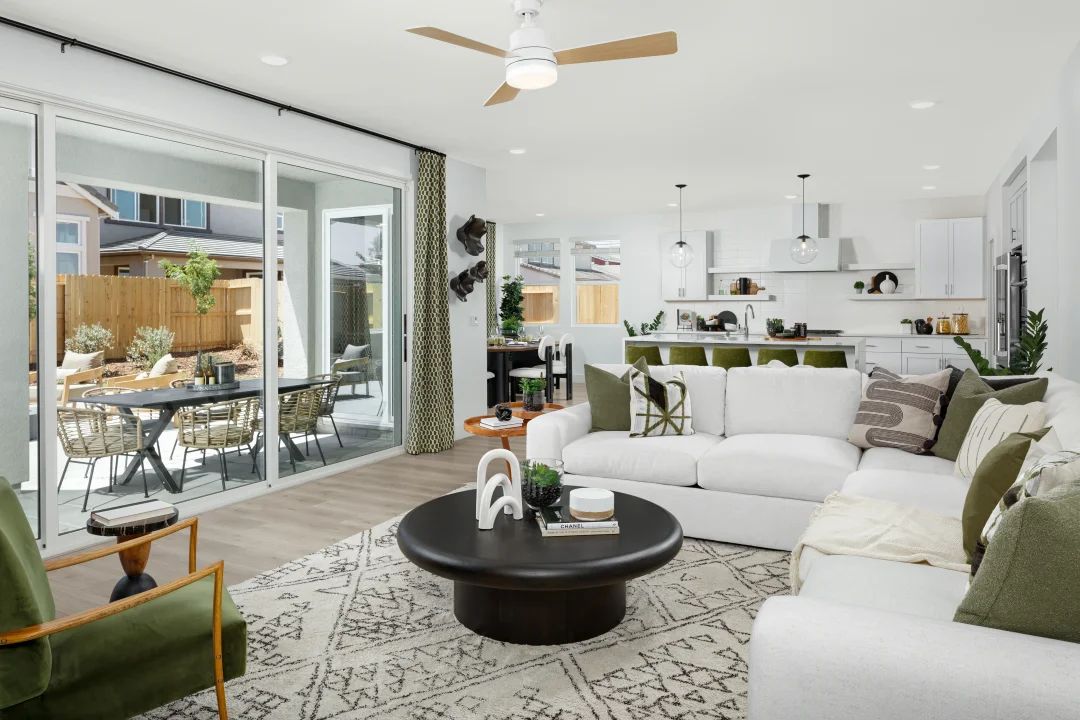Great room with sliding door