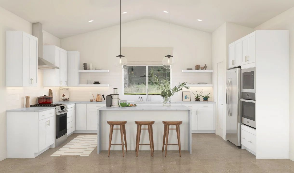 Kitchen with center island and pendant lighting