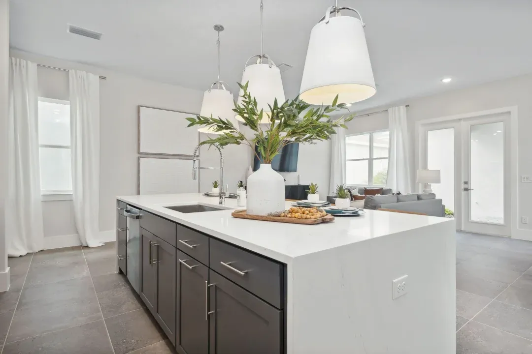 Kitchen with pendant lighting