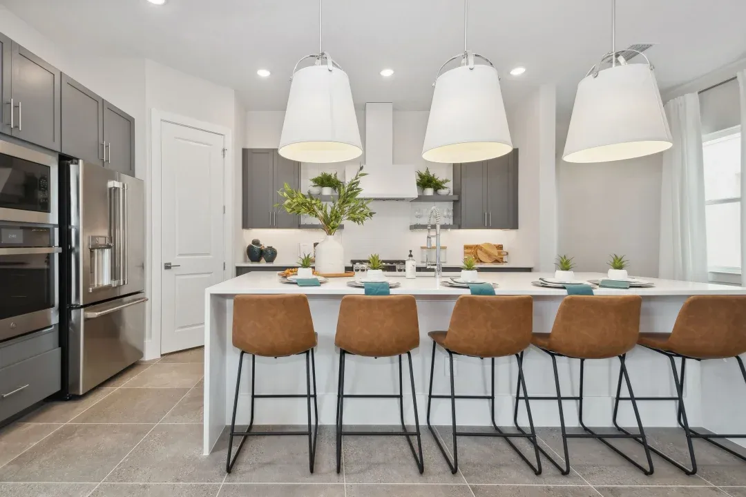 Kitchen with pendant lighting