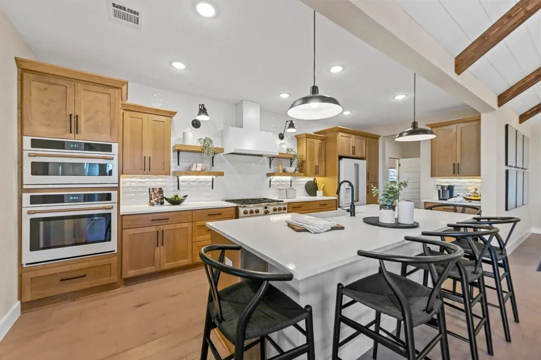 Kitchen with pendant lighting