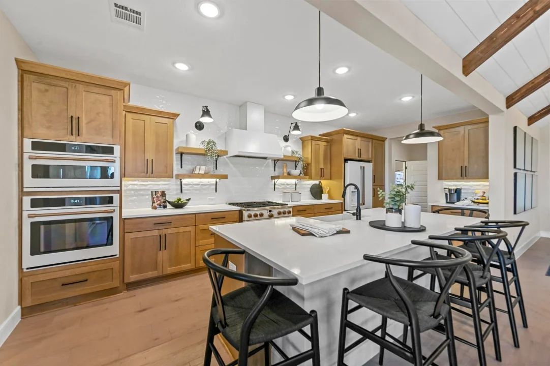 Kitchen with pendant lighting