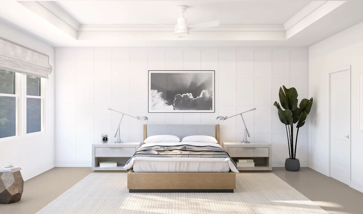 Primary suite with decorative feature wall