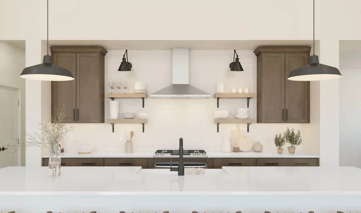 Kitchen with open shelving