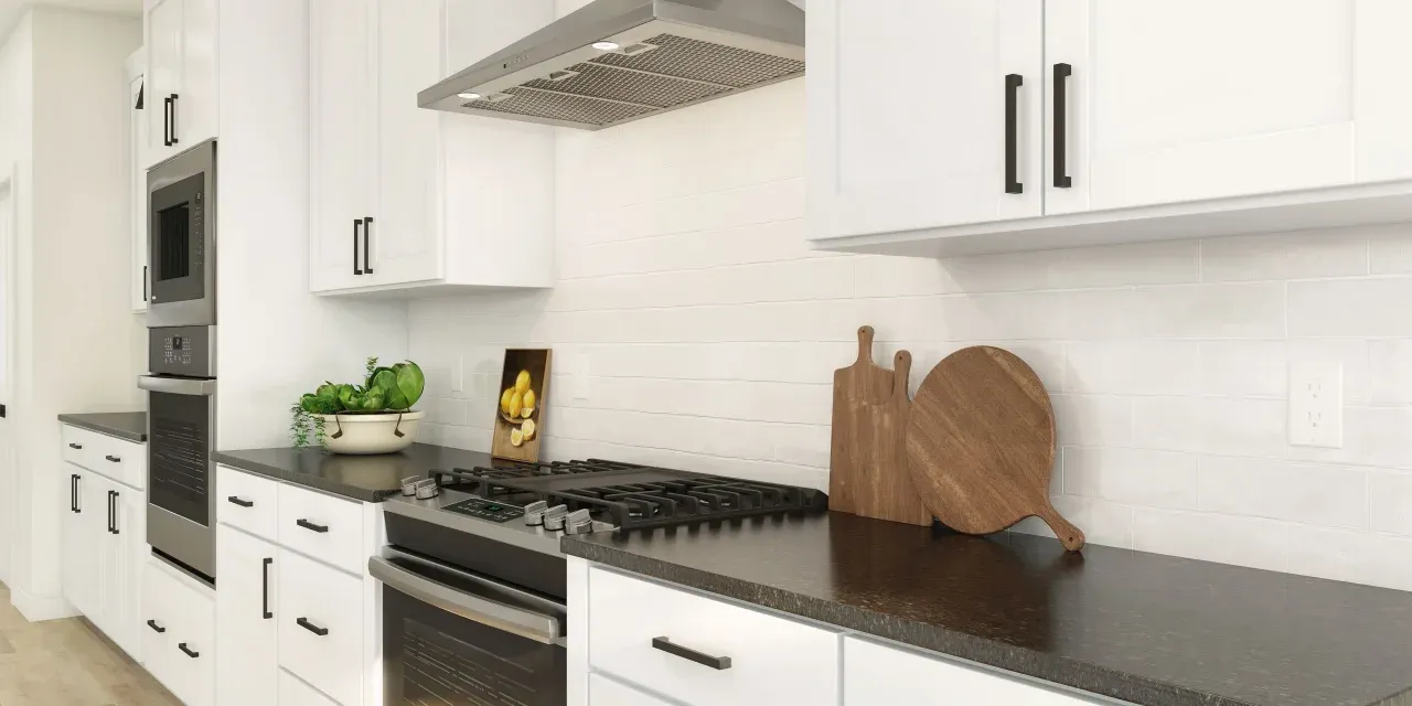 Kitchen with subway tile backsplash