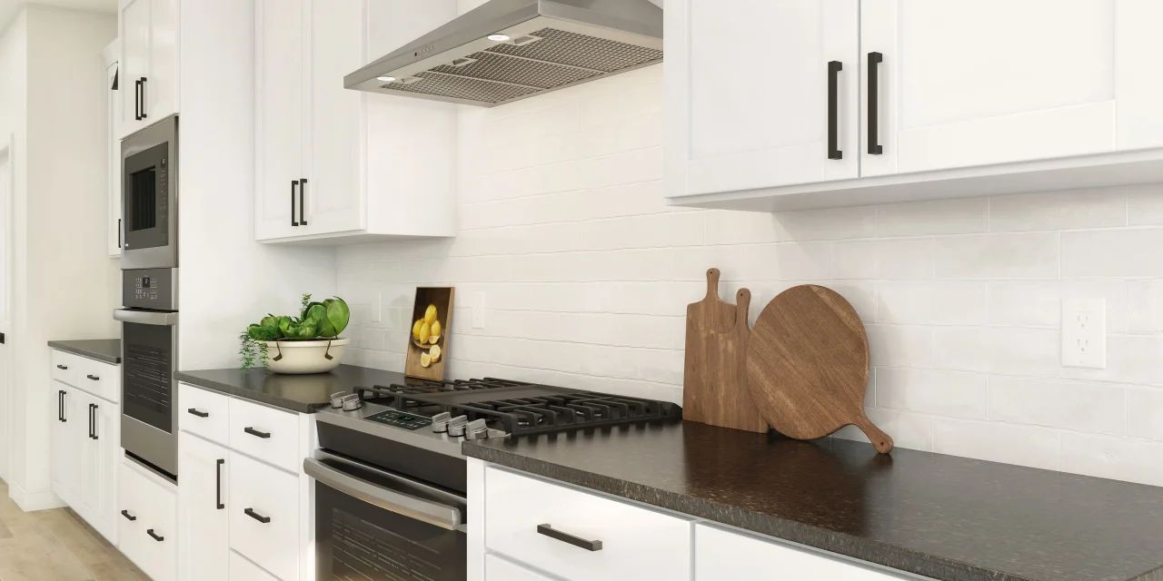 Kitchen with subway tile backsplash