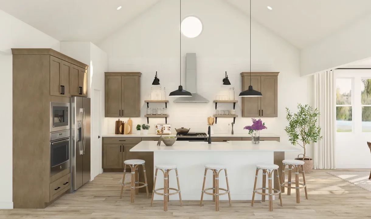 Kitchen with pendant lighting