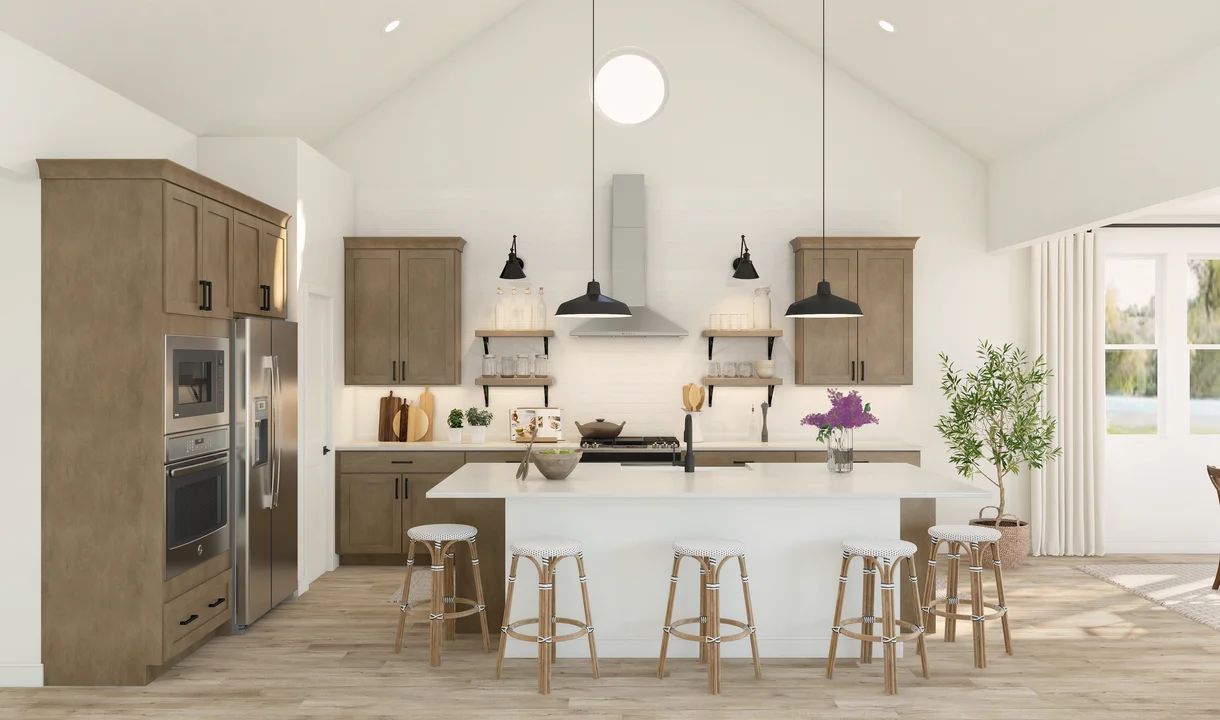 Kitchen with pendant lighting