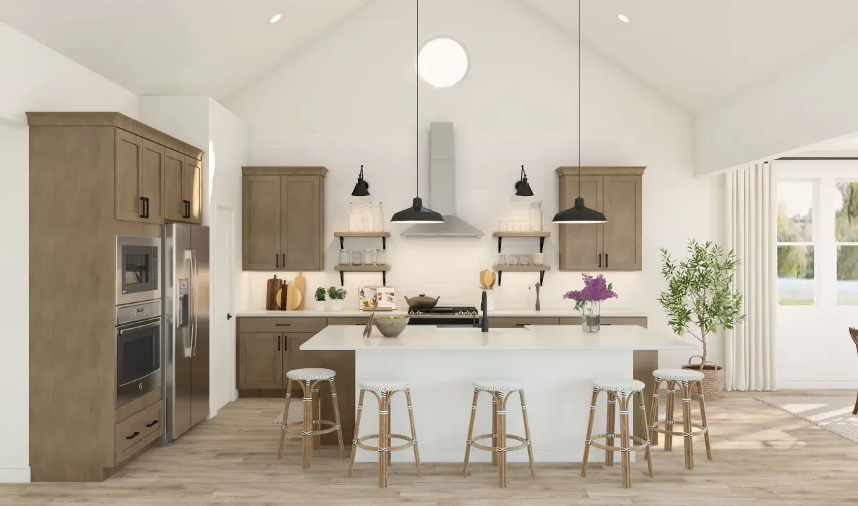 Kitchen with pendant lighting